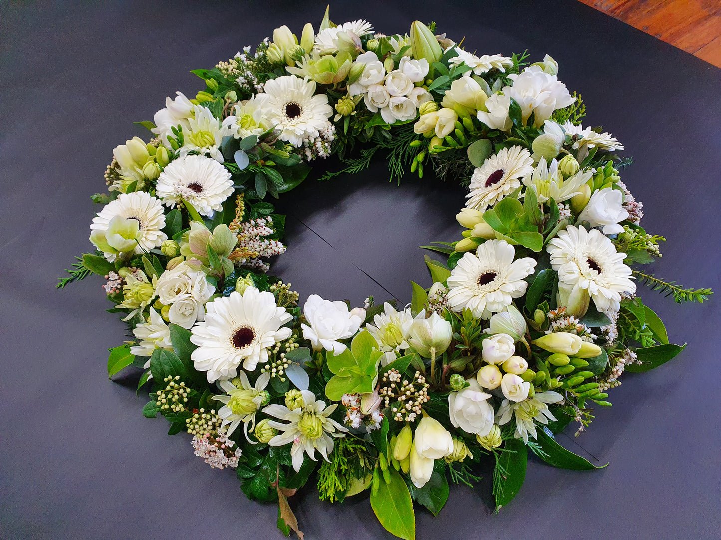 White and green Circle of life wreath